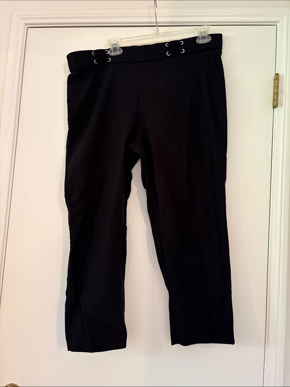 Rafaella Black Lace-Up Waist Jogger Pants
